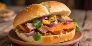 Pan con chicharrón peruano